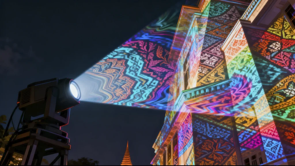 3D projection mapping show on an iconic Indonesian temple at night by Cebirra, Indonesia's leading projection mapping company