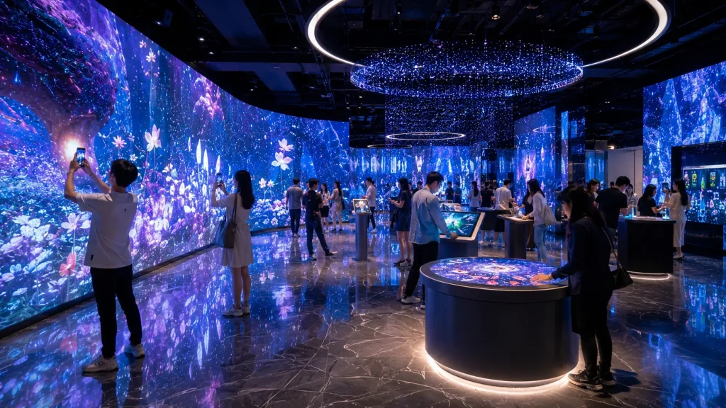 Interactive LED wall, AR experience, and immersive retail technology inside a pop up shop