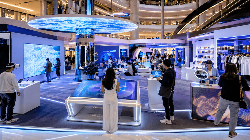 Visitors engaging with an immersive experiential marketing activation in Indonesia